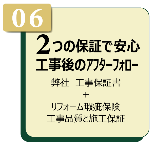 2つの保証で安心工事後のアフターフォロー